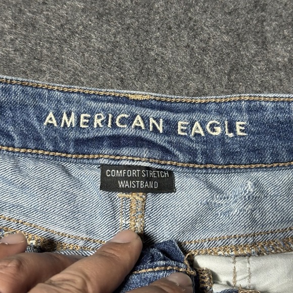 American Eagle Highest Rise Mom Denim Shorts Womens Size 0 Stretch Boho Distress - Picture 3 of 9
